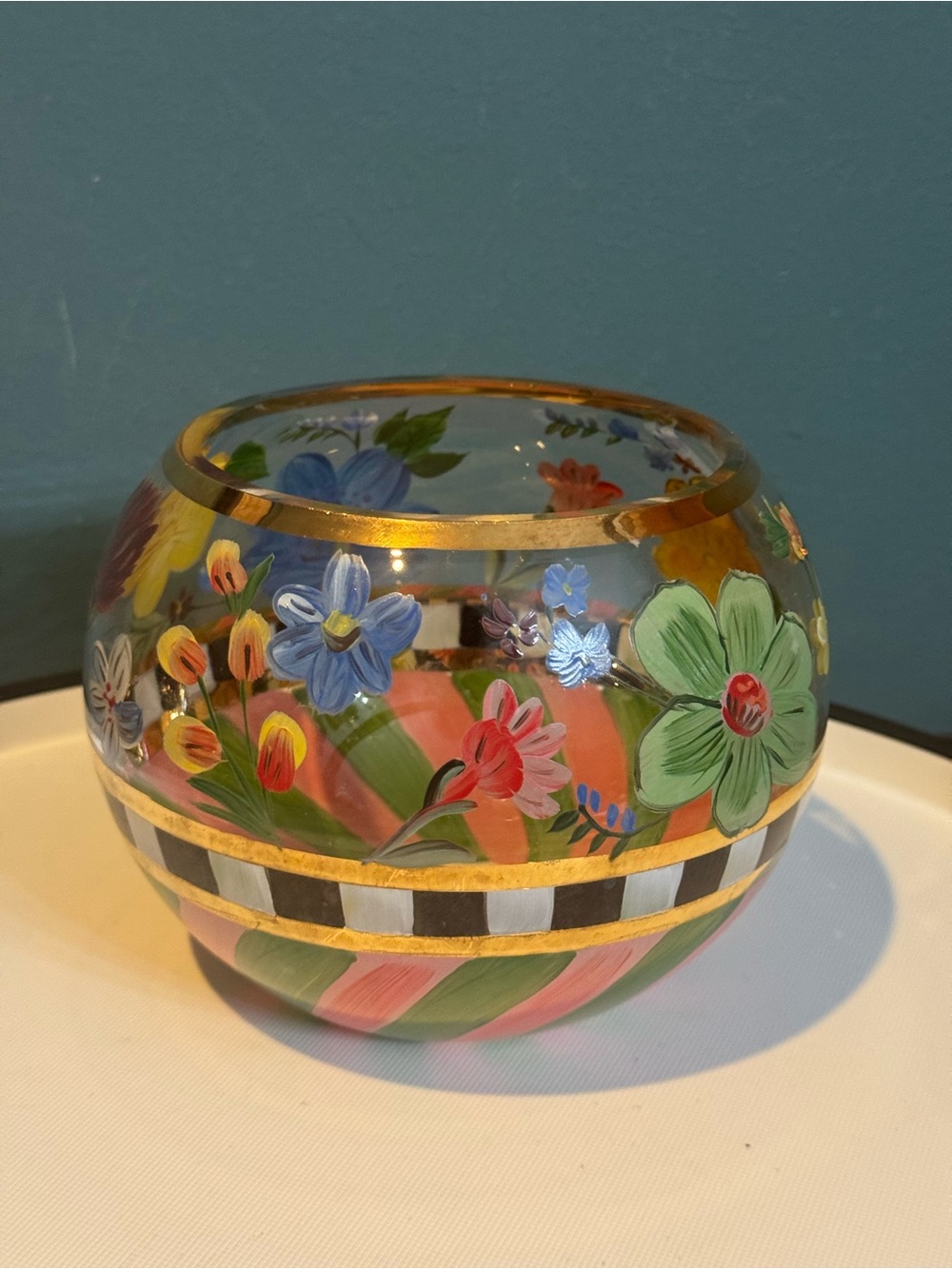 MacKenzie-Childs Flower Market Glass Globe Bowl Vase